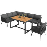 GARTENSETS aus Eisen Grau mit Couchtisch & abziehbaren Bezügen - Grau, Metall - Modfu