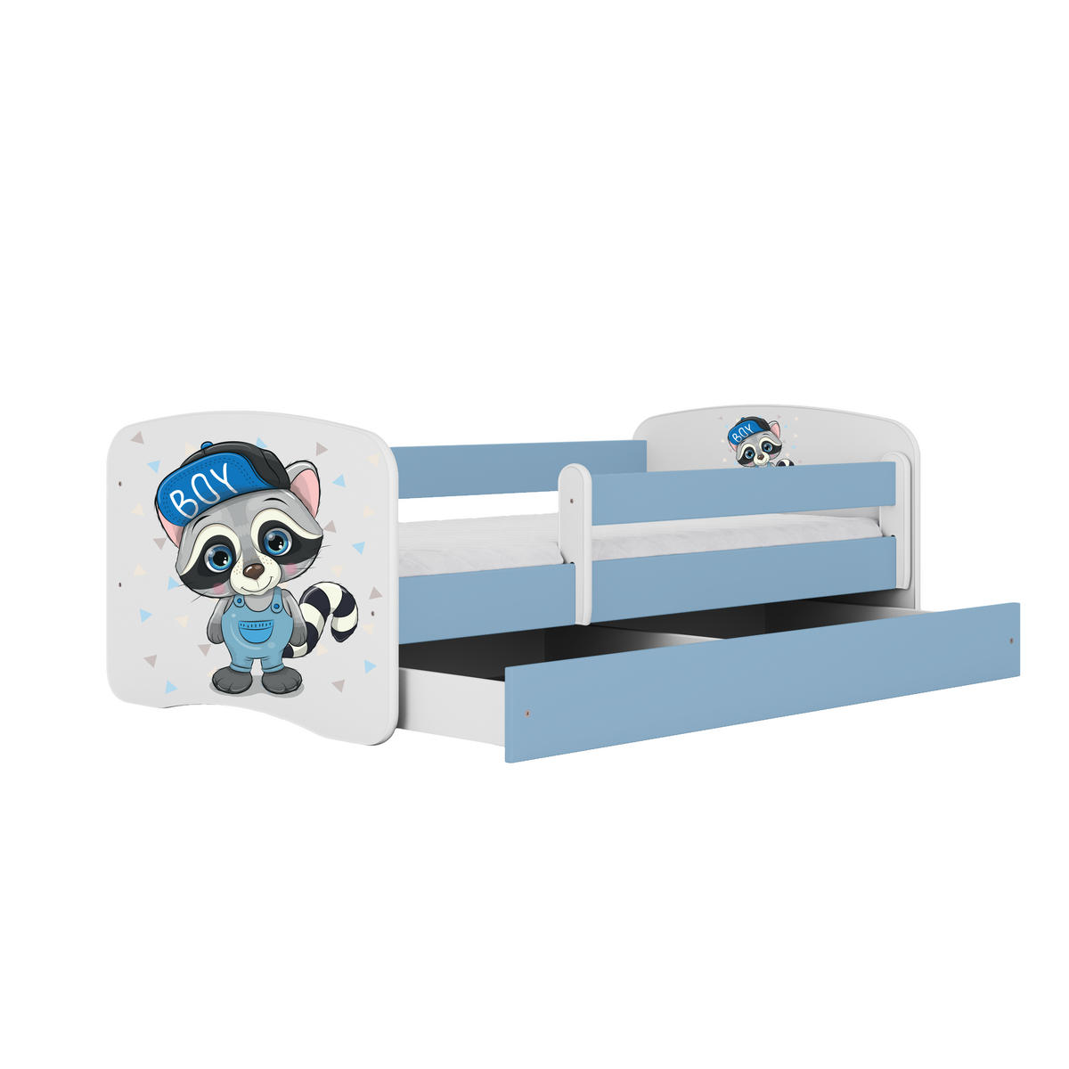 KINDERBETT Waschbär mit Schublade 160/80 90/61/164 - Blau, Holzwerkstoff (80/160cm) - RAUMHIRSCH FURNITURE