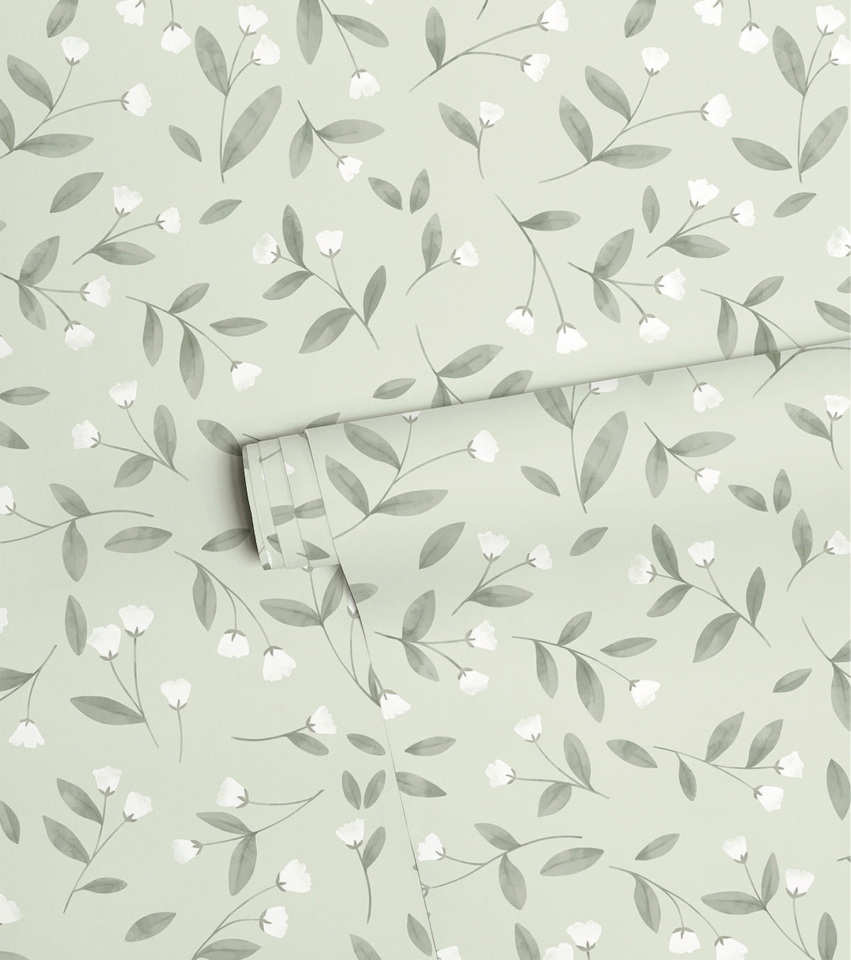 VLIESTAPETE Eden Blumen 50 cm x 10 m grüner Hintergrund - Salbeigrün/Hellgrün, Papier (50/1000cm) - Lilipinso