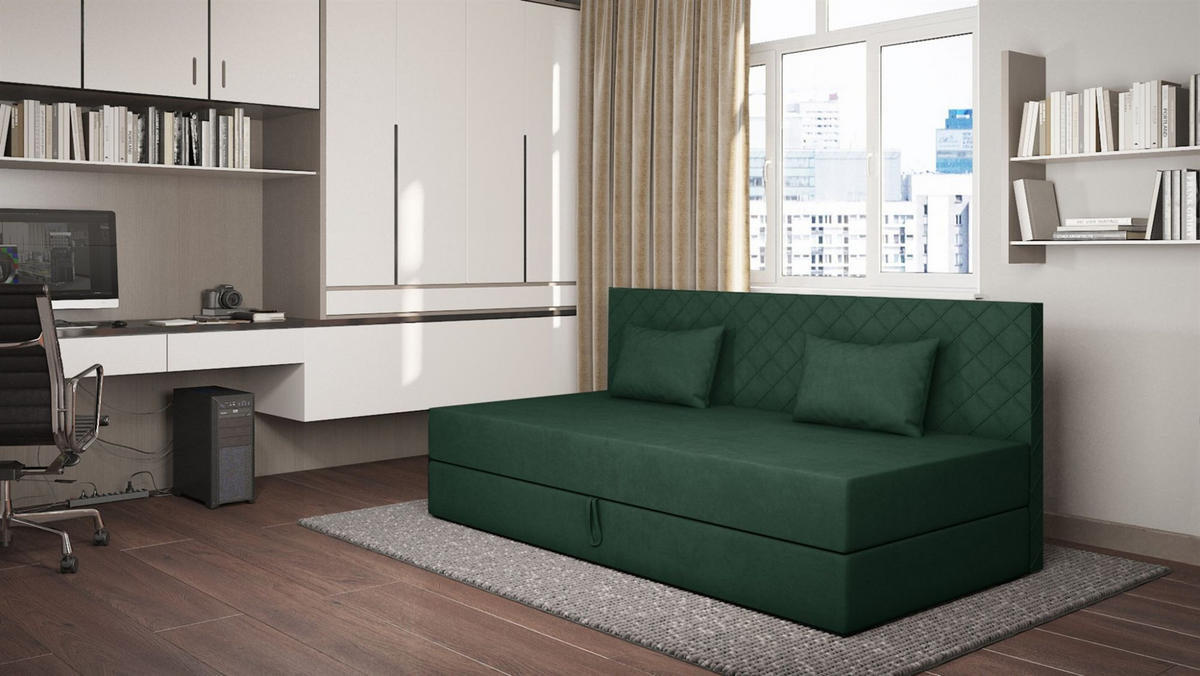 SOFA Siena In Opera - Dunkelgrün, Holzwerkstoff/Textil (200/90/97cm) - Fun Möbel