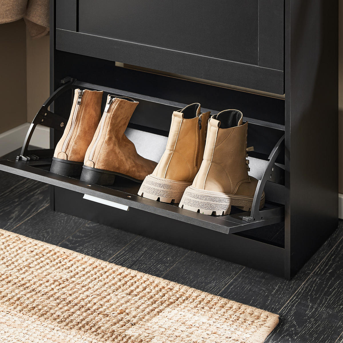 SCHUHSCHRANK Schwarz - Schwarz, Holzwerkstoff (60/80/25cm) - SoBuy