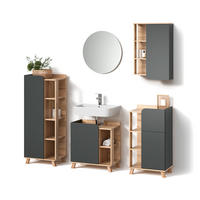 BADMÖBEL-SET Marano Anthrazit 5 Teile - Anthrazit/Sonoma Eiche, Holzwerkstoff (60/65/35cm) - Livinity®