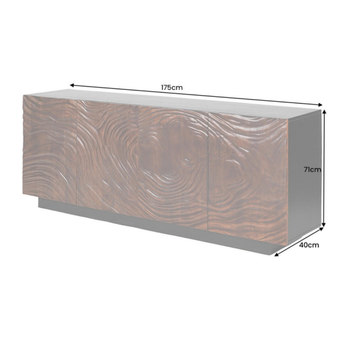 SIDEBOARD FLUID Akazie Braun 175cm - Schwarz/Braun, Holz (175/71/40cm) - riess-ambiente