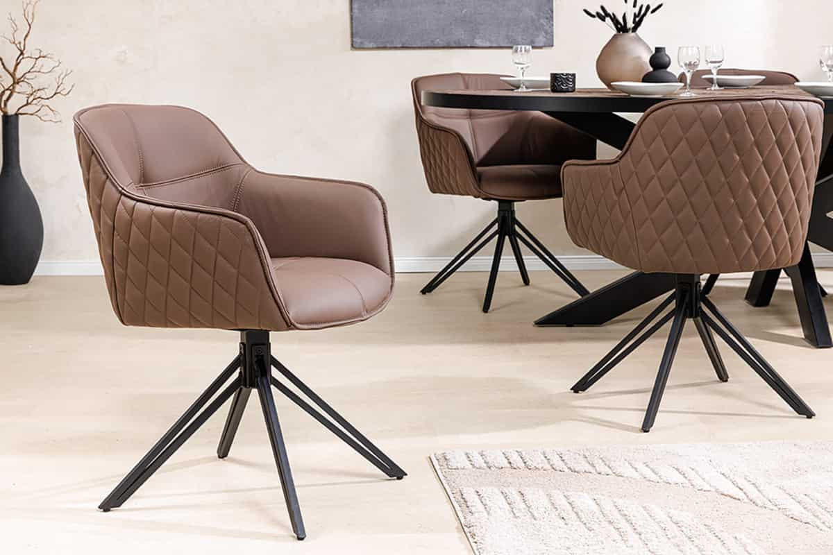 STUHL EUPHORIA Echtleder Braun 80 cm - Schwarz/Braun, Leder/Metall (58/82/60cm) - riess-ambiente