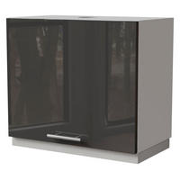 WRASENSCHRANK Essen W8/60 Graphit Hochglanz / Weiß Matt 60 / 32,5 / 50cm - Graphitfarben/Weiß, Holz/Holzwerkstoff (60/50/32.5cm) - Feldmann-Wohnen