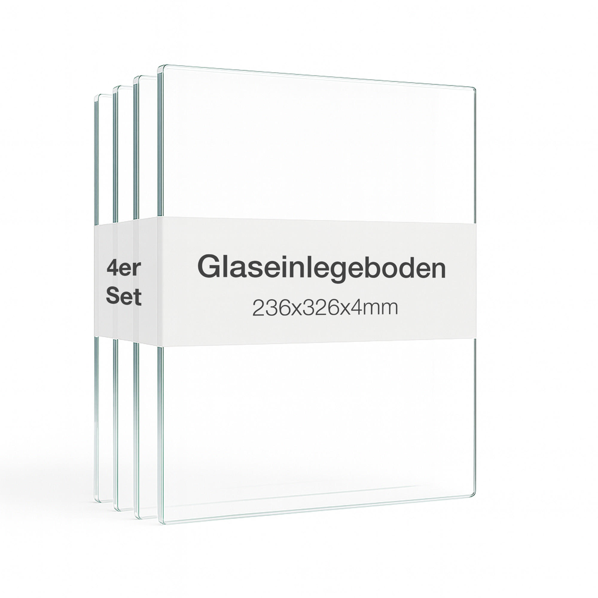 GLASBODEN 4er Set 23,6/32,6/0,4 cm für Standvitrinen 1-türig Erweiterungsset - Transparent, Glas (32.6/0.4/23.6cm) - K-Möbel