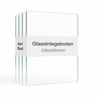 GLASBODEN 4er Set 23,6/32,6/0,4 cm für Standvitrinen 1-türig Erweiterungsset - Transparent, Glas (32.6/0.4/23.6cm) - K-Möbel