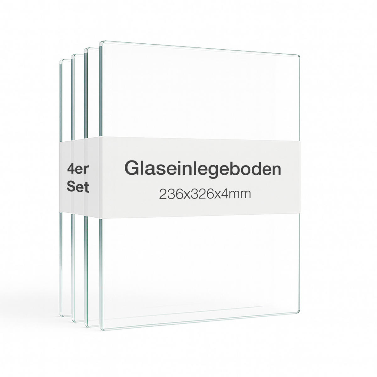 GLASBODEN 4er Set 23,6/32,6/0,4 cm für Standvitrinen 1-türig Erweiterungsset - Transparent, Glas (32.6/0.4/23.6cm) - K-Möbel