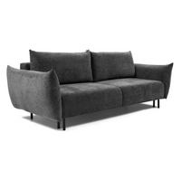 SOFA ADEL - Schlaffunktion Und Bettkasten, Wellenfederung, PUR-Schaum, Schwarze Metallfüße lose Rückenkissen, freistehend, 240x108x75 cm Graphite - Graphitfarben, Holz/Textil (240/75/108cm) - DomoHome