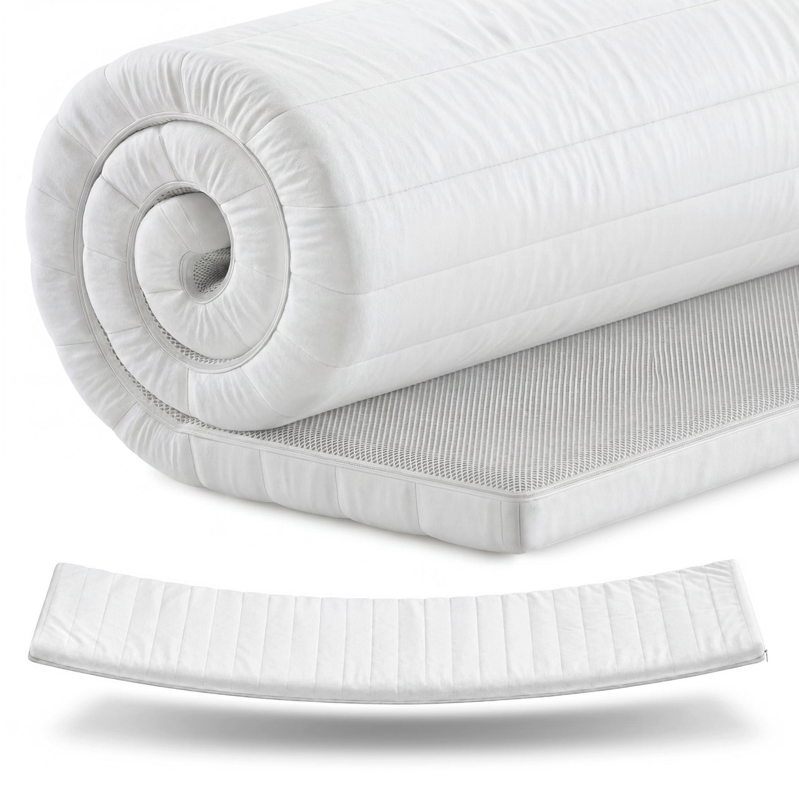 BOXSPRINGTOPPER Kaltschaum 100x200 cm – 5 cm Matratzentopper für weicheren Liegekomfort - Weiß, Textil (100/200cm) - Mister Sandman