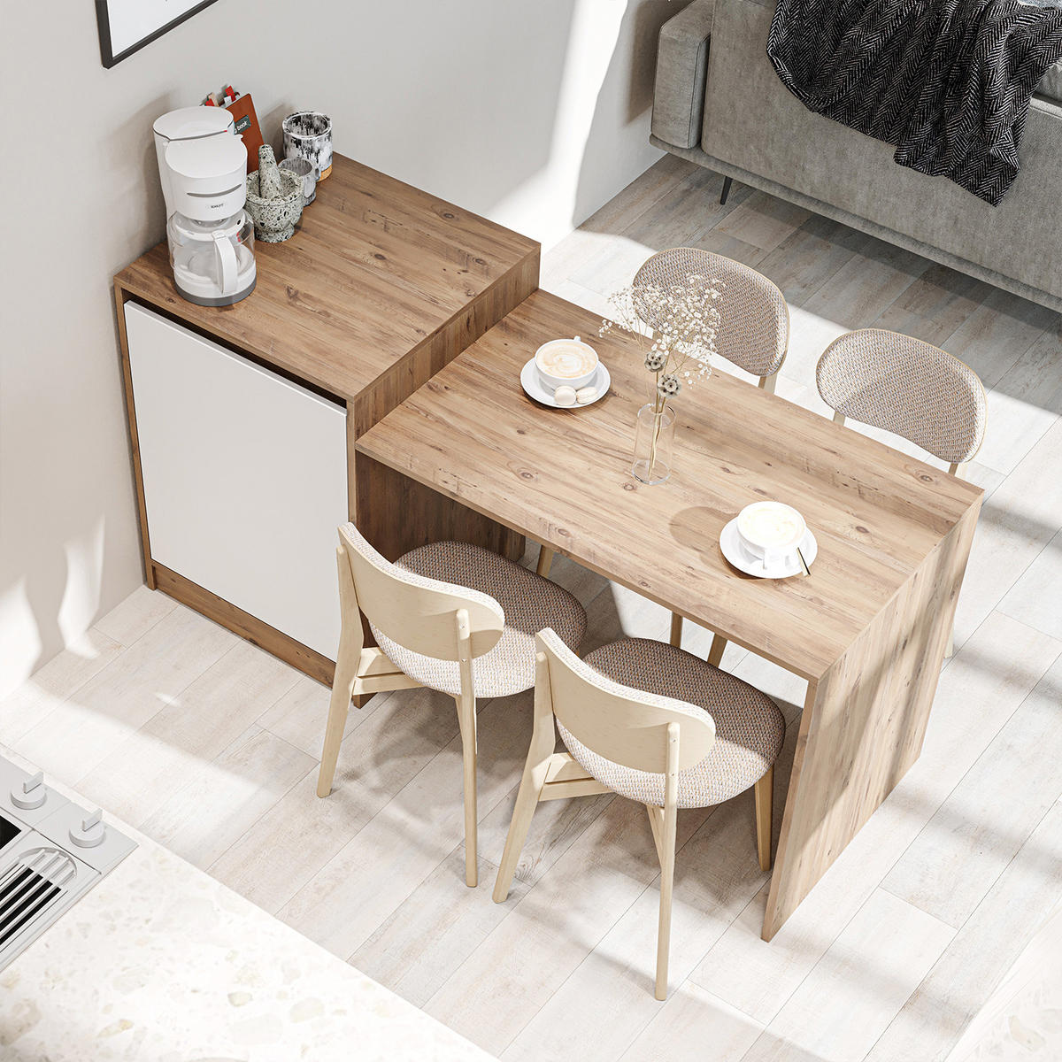 KÜCHENINSEL MILANO - Eiche Bianco, Holzwerkstoff (160/85/60cm) - Roomart