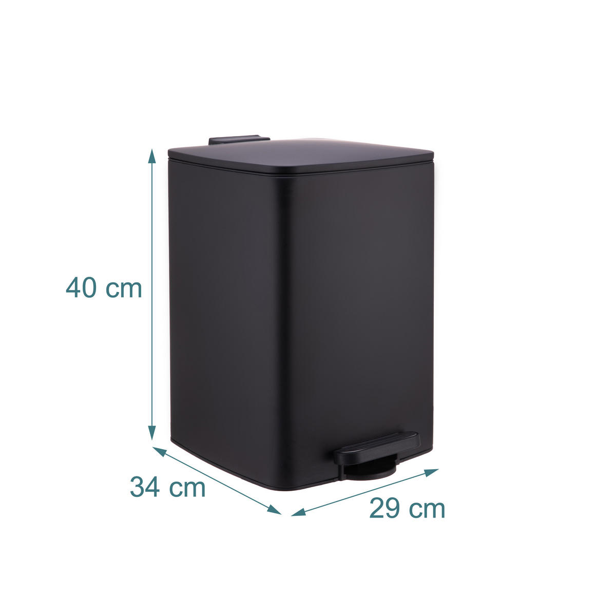 MÜLLEIMER - Schwarz, Kunststoff/Metall (29/40/34cm) - Relaxdays