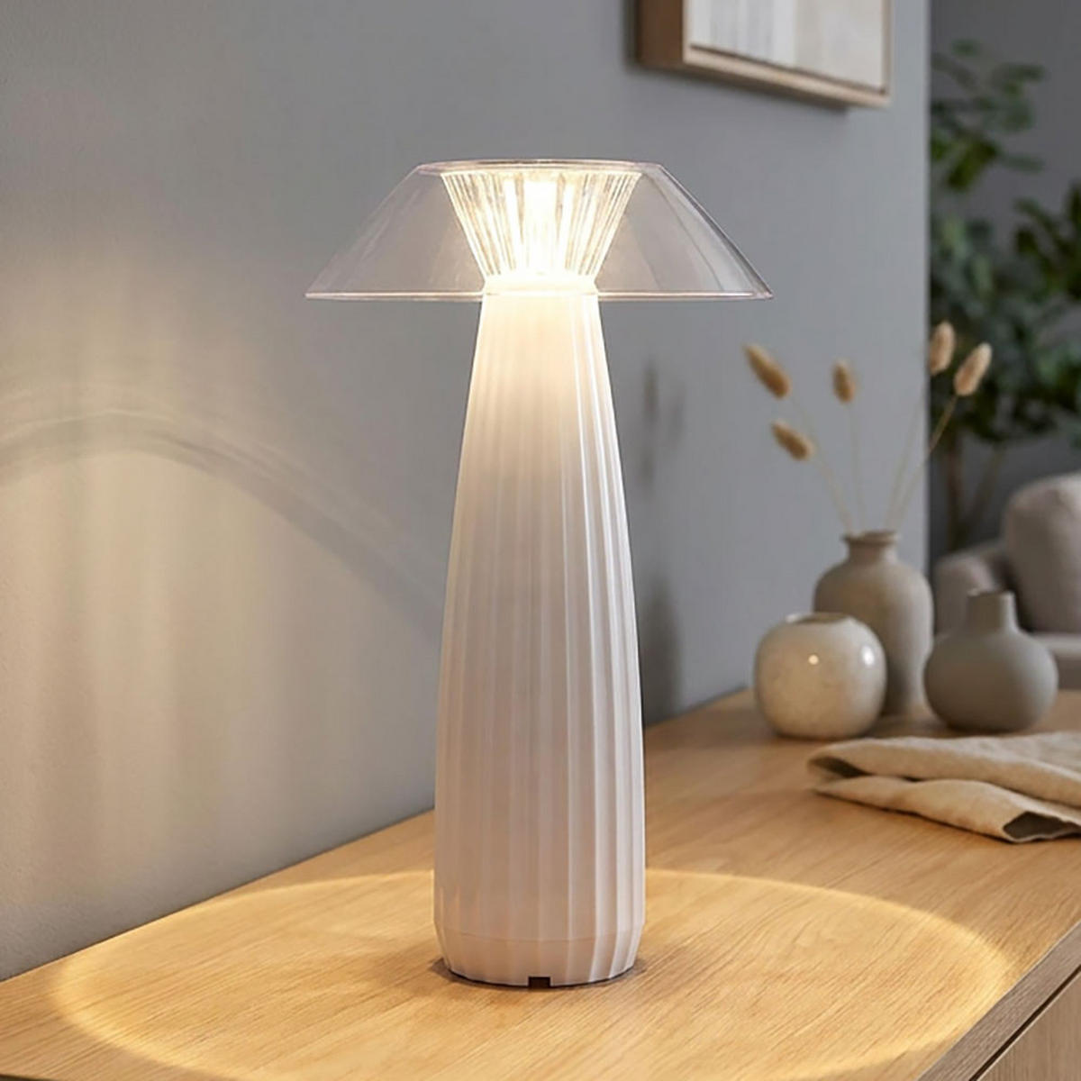 LED-TISCHLEUCHTE ILLUMI, weiß matt, Touchdimmer, Akku - Weiß, Kunststoff (15.4/15.4/28cm) - Globo Lighting