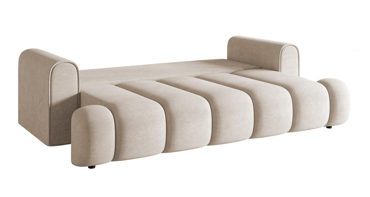 SCHLAFSOFA Dandelino Graubeige Velours - Greige/Schwarz, Kunststoff/Textil (250/90/112cm) - Selsey