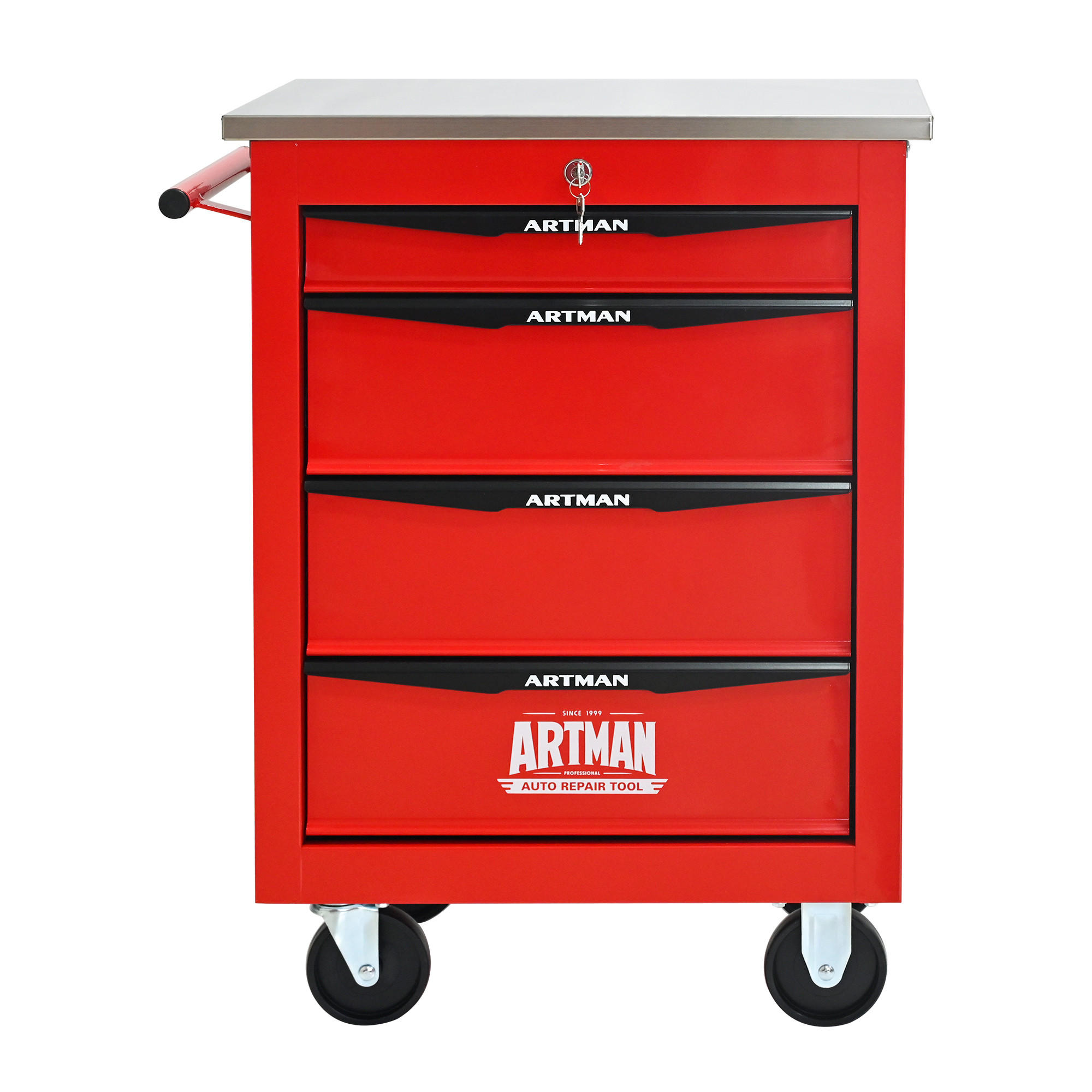 KOMBINATIONSKOFFER – 4 Schubladen, rot - Multicolor, Metall (34.5/78/62.5cm) - DCA