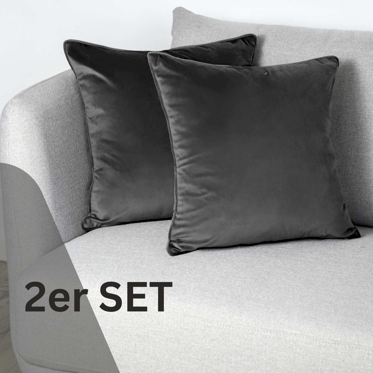 ZIERKISSENHÜLLE VELVET SIGNATURE - Anthrazit, Textil (45/45cm) - Tom Tailor