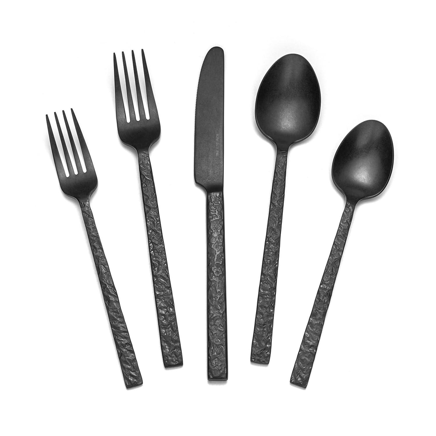 BESTECK Set 6 Teilig Edelstahl Besteckset Essbesteck Schwarz - Schwarz, Metall