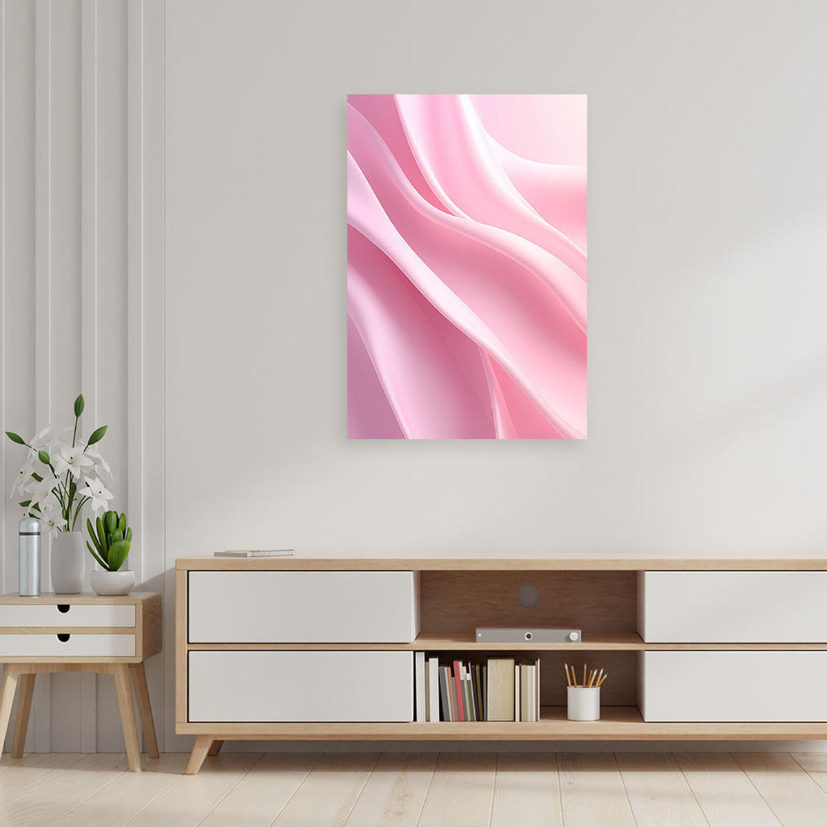LEINWANDBILD, Abstrakte rosa Wellen mit Satinstruktur - Rosa, Textil (20/30cm) - Feeby