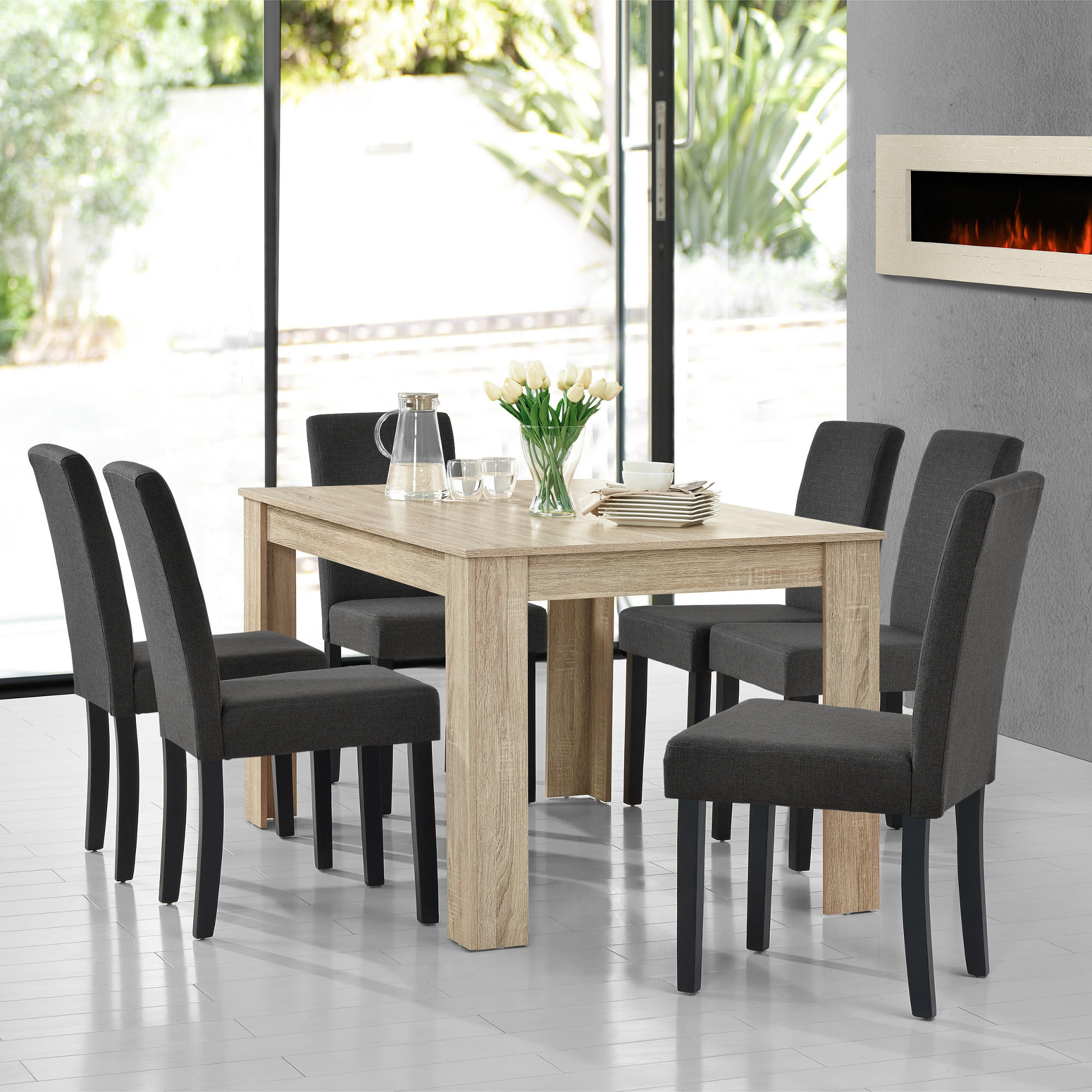 Thumbnail - [en.casa] Tischgruppe, Natur, Textil, 6-Sitzer, Rechteckig, 140x77x90 cm, Esszimmer, Bänke, Tisch- & Eckbankgruppen
