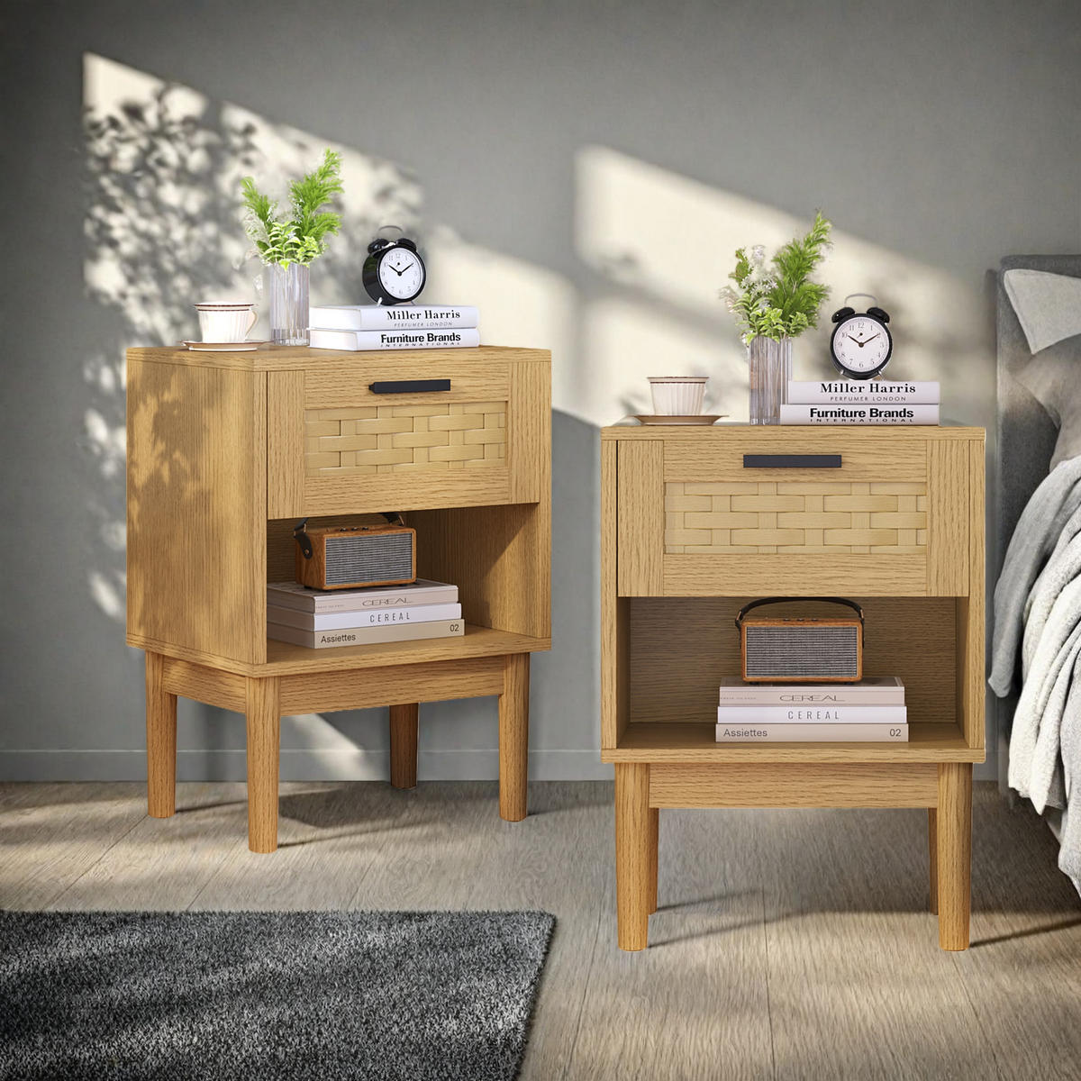 NACHTTISCH 2er-Set Eiche Stauraum - Eichefarben, Holzwerkstoff (30/55/40cm) - SHOPENTRA