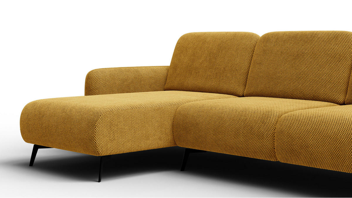 ECKSOFA FEBE 4-Sitzer links, dunkelgelb - Gelb/Schwarz, Holz/Textil (264/157cm) - Courtois Laville