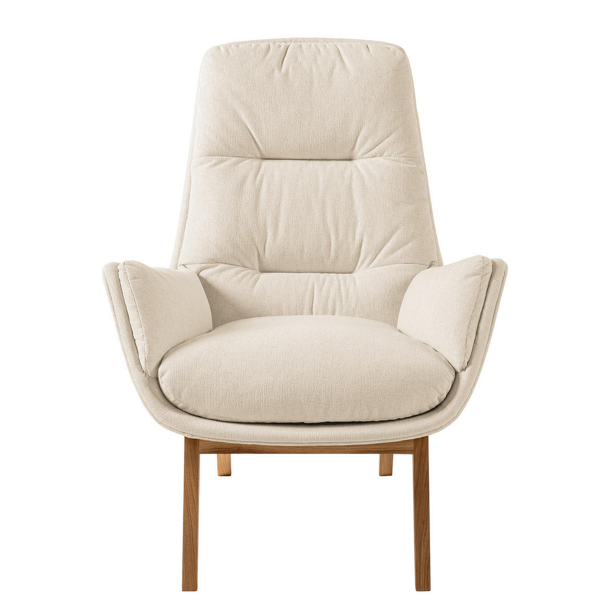 SESSEL mit Holzfüßen - Eichefarben/Beige, Eichenholz/Textil (83/95/97cm) - home24