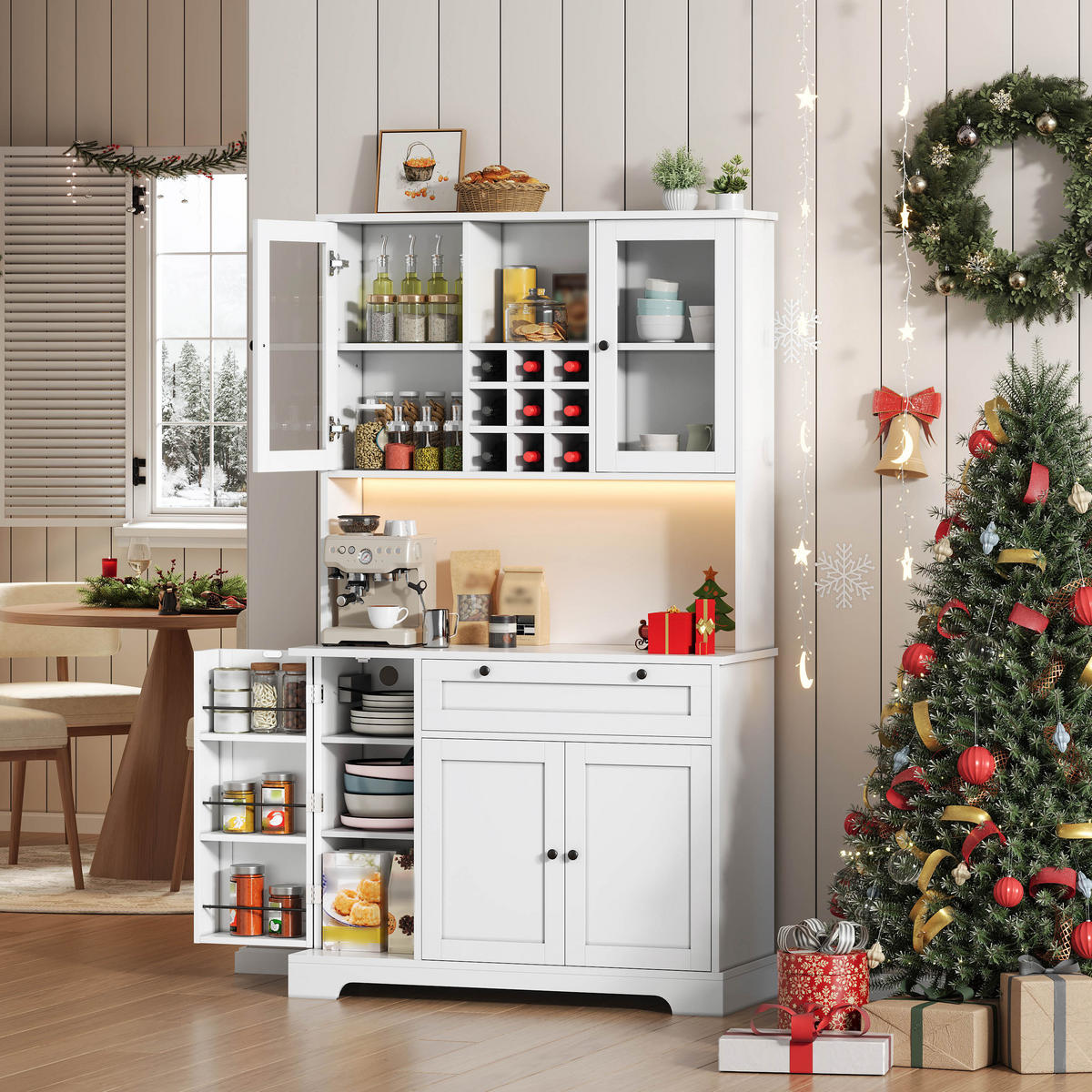 BUFFETSCHRANK Weiß 105/40/180 cm - Weiß, Holz (105/180/40cm) - PANGIVO
