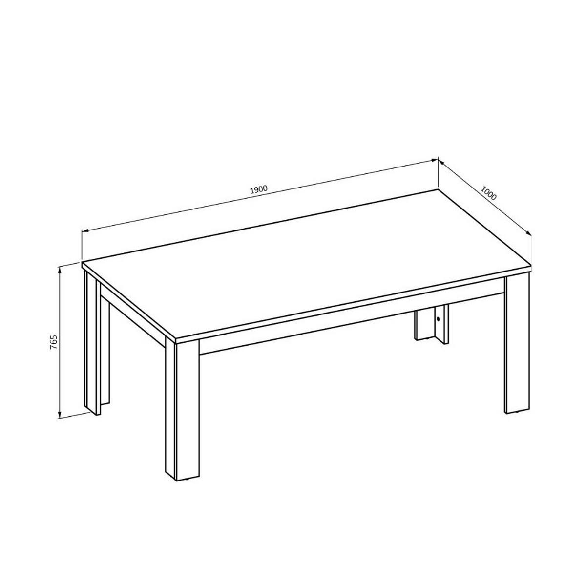 ESSTISCH LUNO 190 x 100 x 75,6 cm - Eichefarben/Schwarz, Holz (190/100/75.6cm) - MASSENO