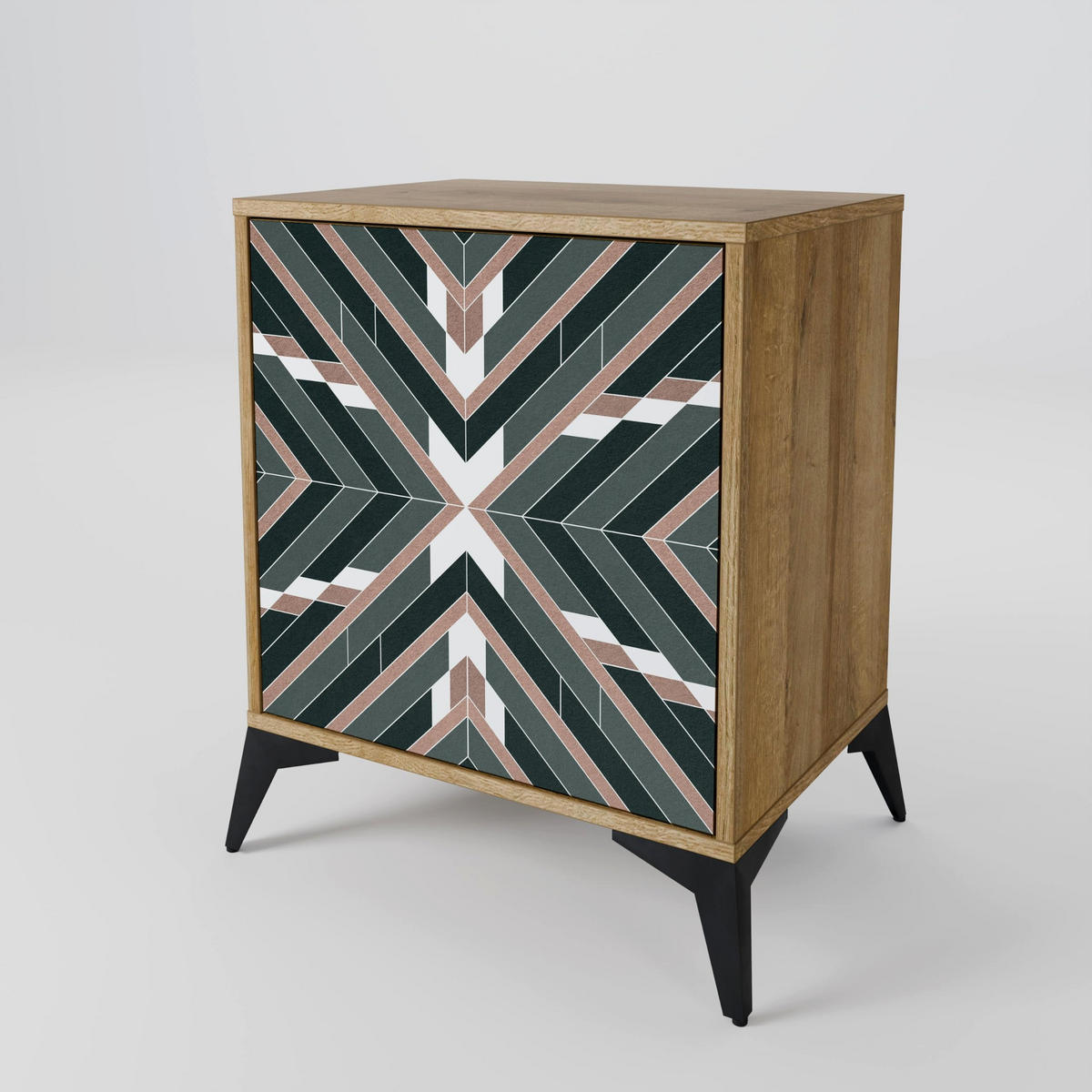 SIDEBOARD DIMENSION DELIGHTS, Eichefarben, 57,5x42x75,5 cm, Goldfarbene Metallfüße - Eichefarben/Goldfarben, Holzwerkstoff/Metall (57.5/75.5/42cm) - SpaceRebels