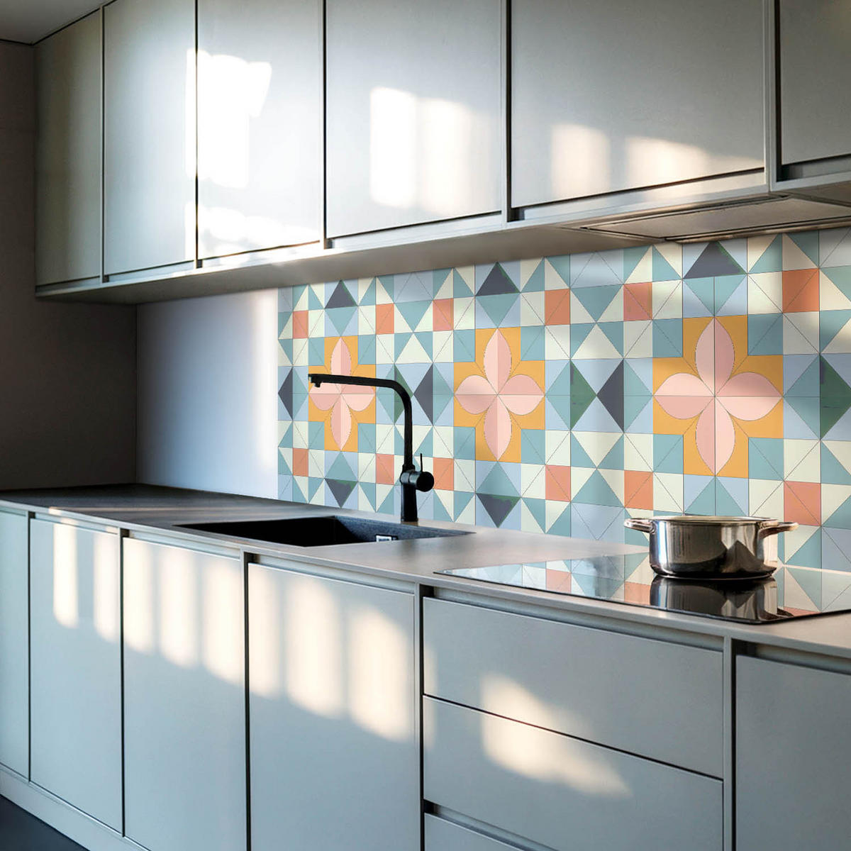 WANDPANEEL 4x 50x50 cm selbstklebend Fiorenza - Orange, Kunststoff (50/1.6/50cm) - Wallfluent