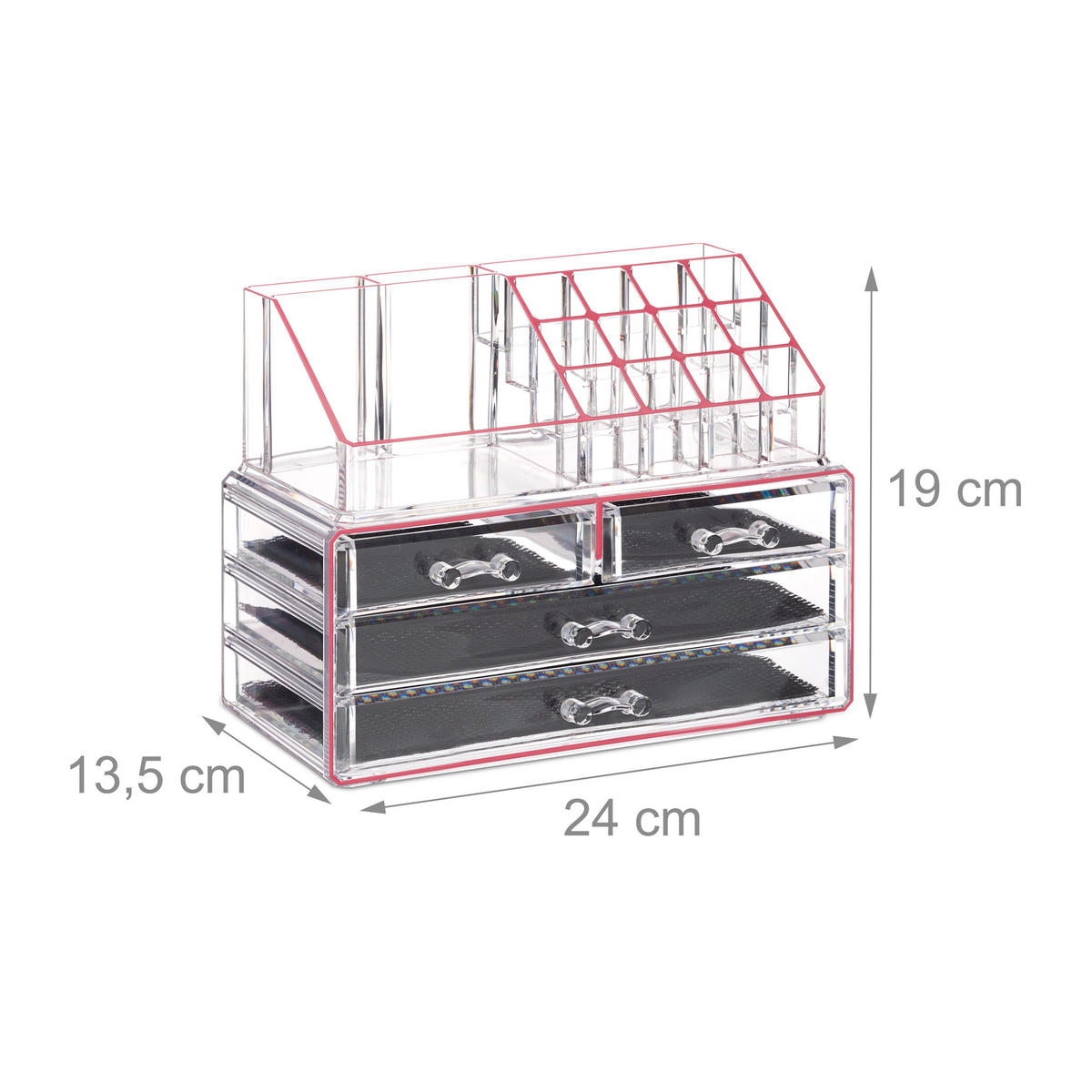 MAKEUP Organizer - Transparent, Kunststoff (24/19/13.5cm) - Relaxdays