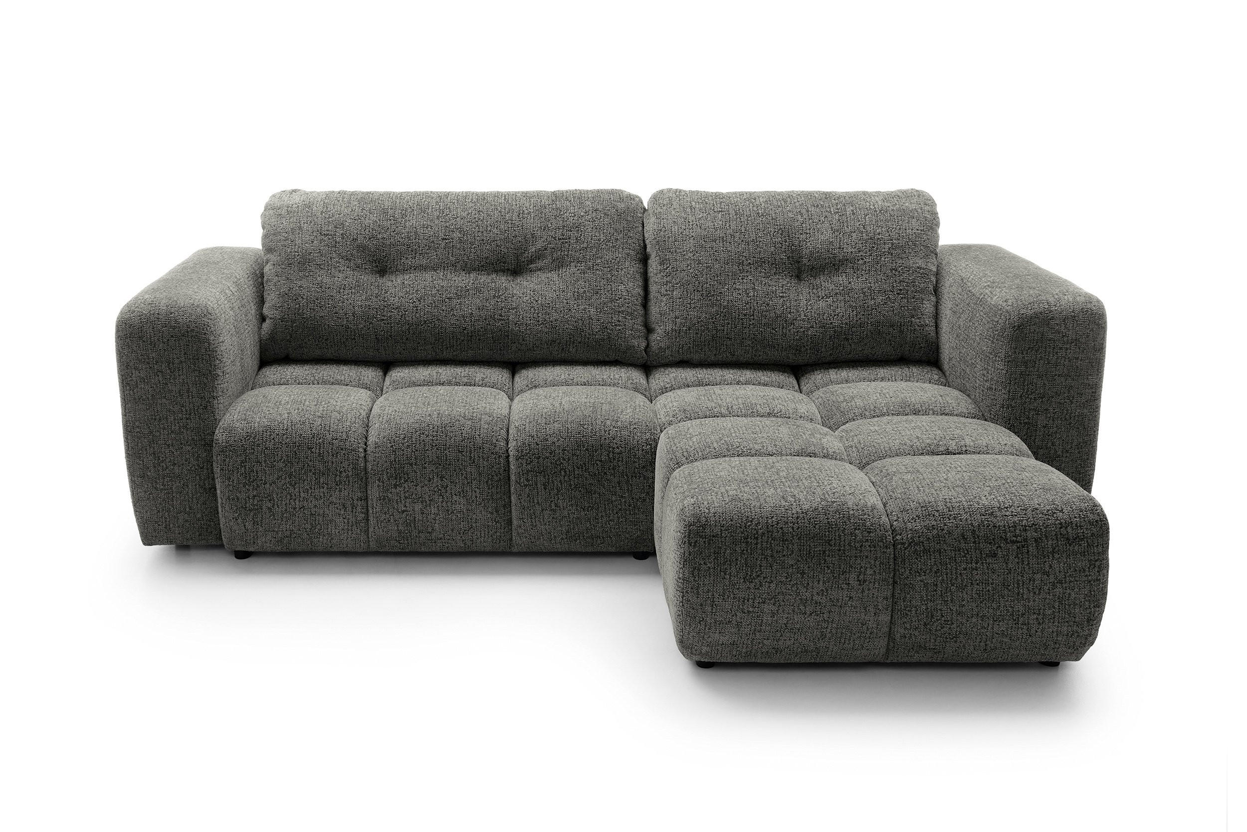 ECKSOFA ARTE 02 Grau Chenille mit Schlaffunktion - Grau, Holz (273/176cm) - MASSENO