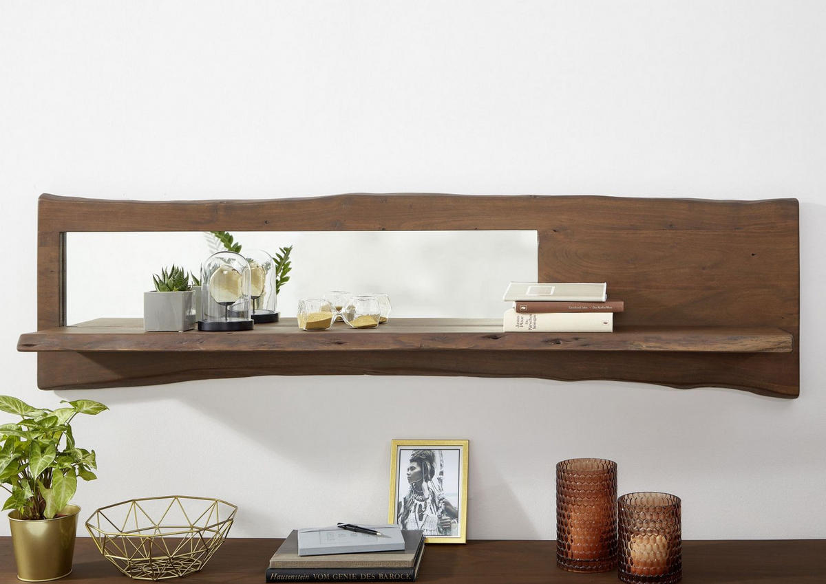 WANDREGAL Akazie 165x22x38 braun lackiert PURE ACACIA #806 - Braun, Holz (165/38/22cm) - Massivmoebel24