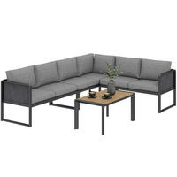 GARTENMÖBELSET DE-13529 6-sitzig mit 3 Sofas & Tisch Dunkelgrau - Hellgrau, Metall - ComfortXL