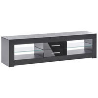 TV-MÖBEL Schwarz Esquimalt - Silberfarben/Schwarz, Holzwerkstoff (150/40/35cm) - Beliani