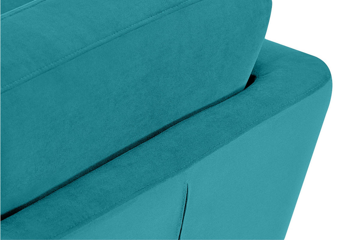 SOFA TAGIO mit Armlehnen, Türkisblau - Türkis/Braun, Buchenholz/Textil (153/80/84cm) - KONSIMO®