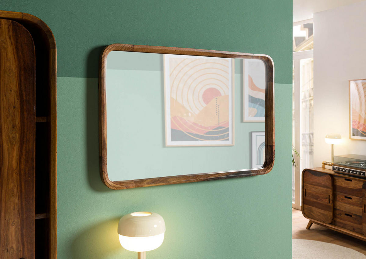 WANDSPIEGEL Sheesham 60x5x90 dunkelbraun lackiert MAILAND #240 - Dunkelbraun, Holzwerkstoff (60/90/5cm) - Massivmoebel24