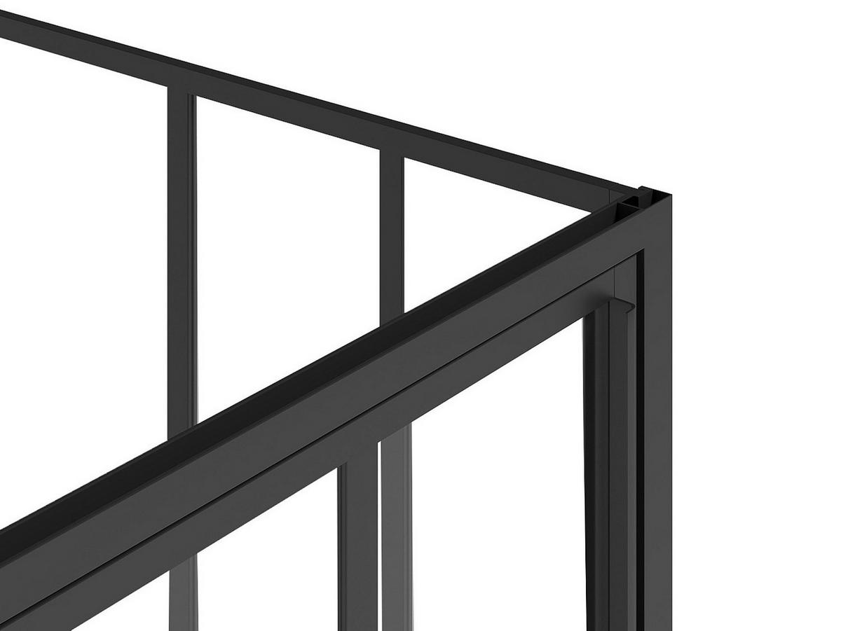 DUSCHTRENNWAND mit Schwingtür - Industrial Style - 80 x 195 cm - Schwarz matt - URBANIK - Schwarz, Metall (80/195cm) - Vente-Unique