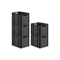 EUROBOX 5x NextGen Color 32x30x40 cm 30 Liter Griffe blau offen, Schwarz - Blau/Schwarz, Kunststoff (30/32/40cm) - PROREGAL