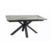 ESSTISCH Columbus Weiß Marmor / Schwarz Matt 160-240 / 90 / 76cm - Schwarz, Holz/Keramik (90/240/76cm) - Feldmann-Wohnen