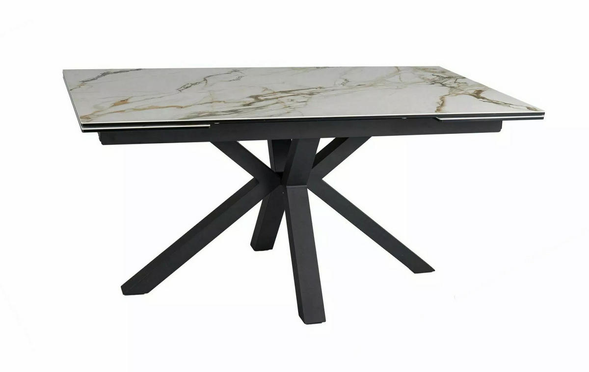 ESSTISCH Columbus Weiß Marmor / Schwarz Matt 160-240 / 90 / 76cm - Schwarz, Holz/Keramik (90/240/76cm) - Feldmann-Wohnen