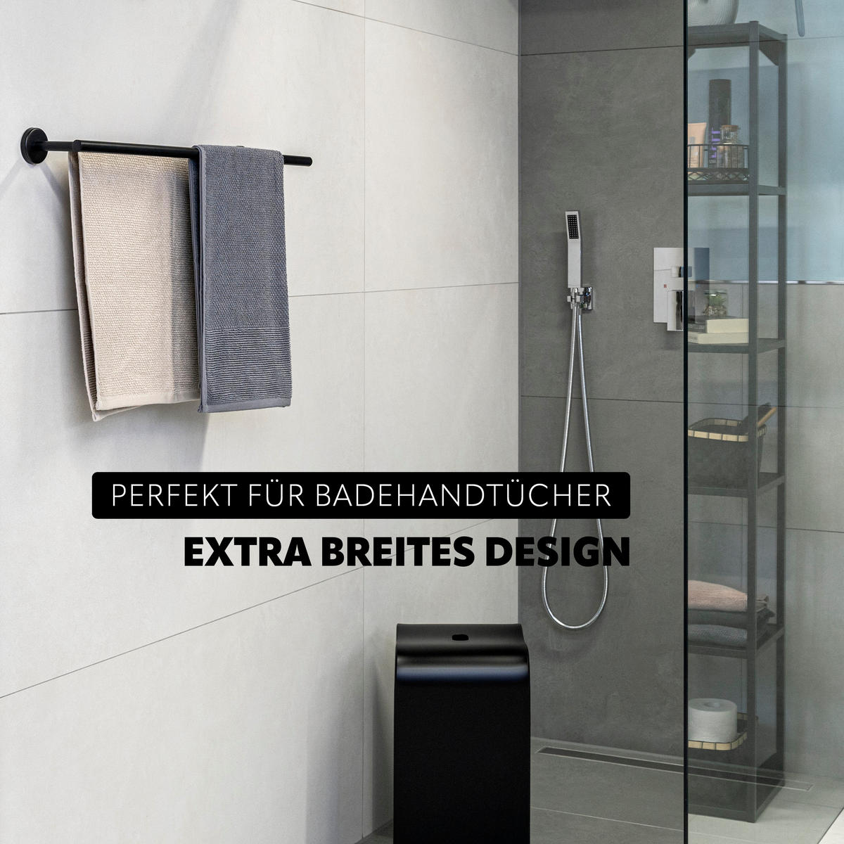 BADETUCHSTANGE PIAZZA BLACK, schwarz - Schwarz, Kunststoff (70/6/14cm) - bremermann