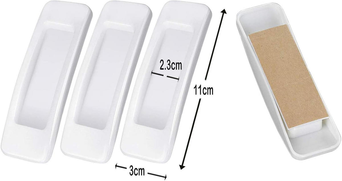 MÖBELGRIFF Weiß 4er-Set Klebegriffe - Weiß, Kunststoff (3/1/11cm)