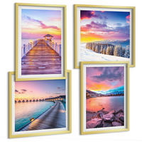 BILDER SET 4er Set - 50x50 cm & 40x60 cm Goldrahmen - Winterlandschaft des Pierbergs - Goldfarben, Kunststoff (50/50cm) - TULUP