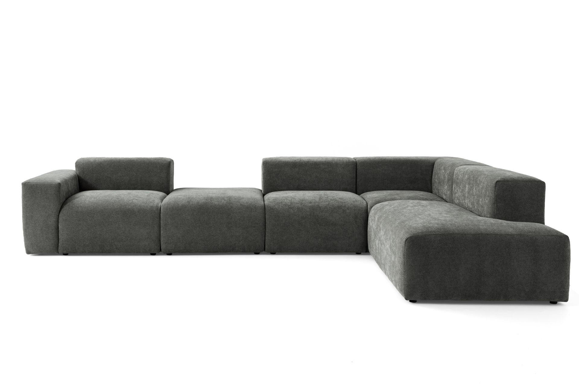5-SITZER modulares Ecksofa HEAVEN SET 5 Rechts, Breite 380 cm Webstoff Dunkelgrau - Dunkelgrau/Schwarz, Holz/Kunststoff (245/380cm) - Muffo