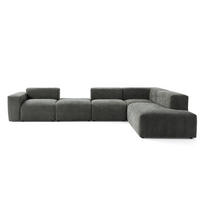 5-SITZER modulares Ecksofa HEAVEN SET 5 Rechts, Breite 380 cm Webstoff Dunkelgrau - Dunkelgrau/Schwarz, Holz/Kunststoff (245/380cm) - Muffo