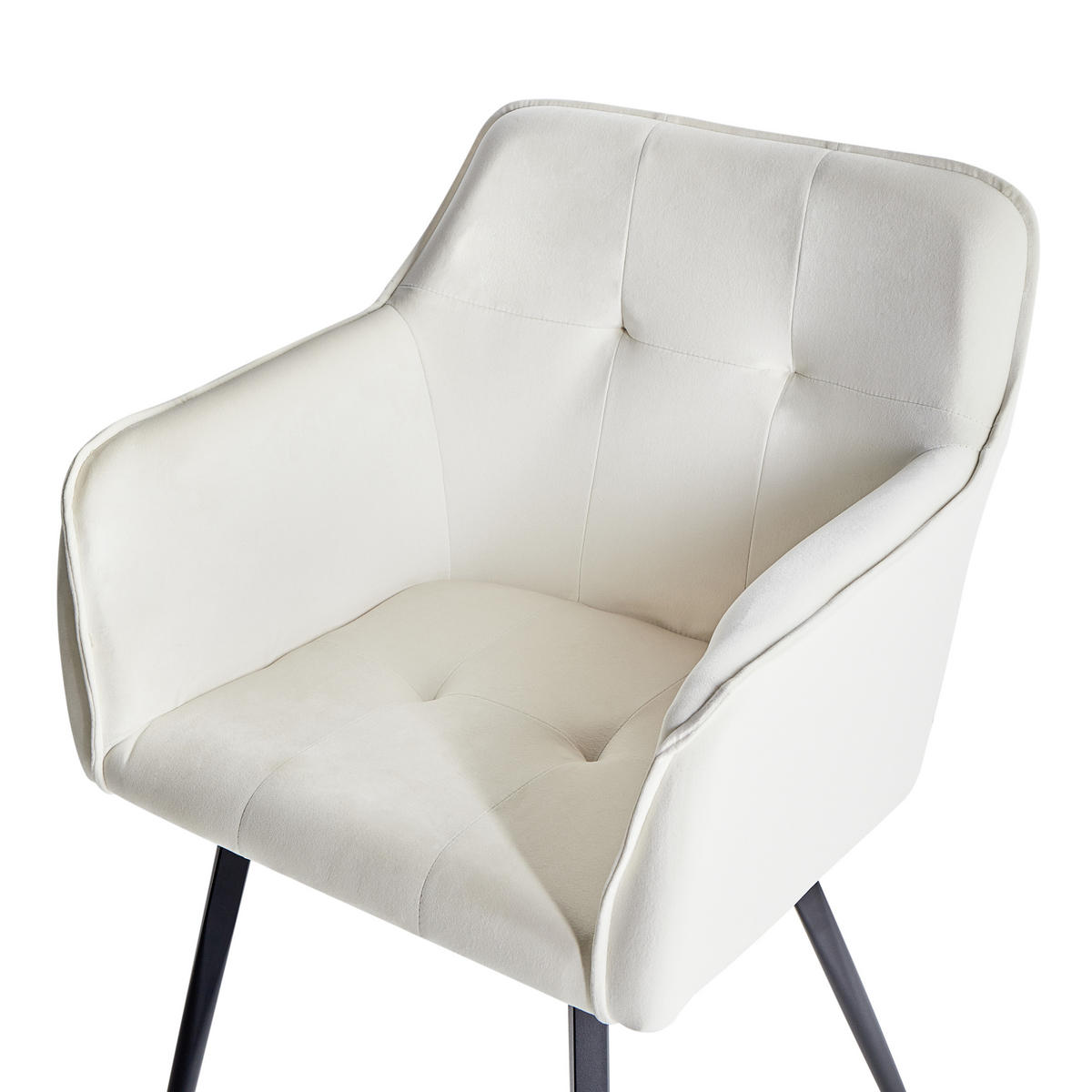 ESSZIMMERSTUHL 2er-Set Samtstoff Beige Jasmin - Beige, Textil/Metall (60/84/49cm) - Beliani