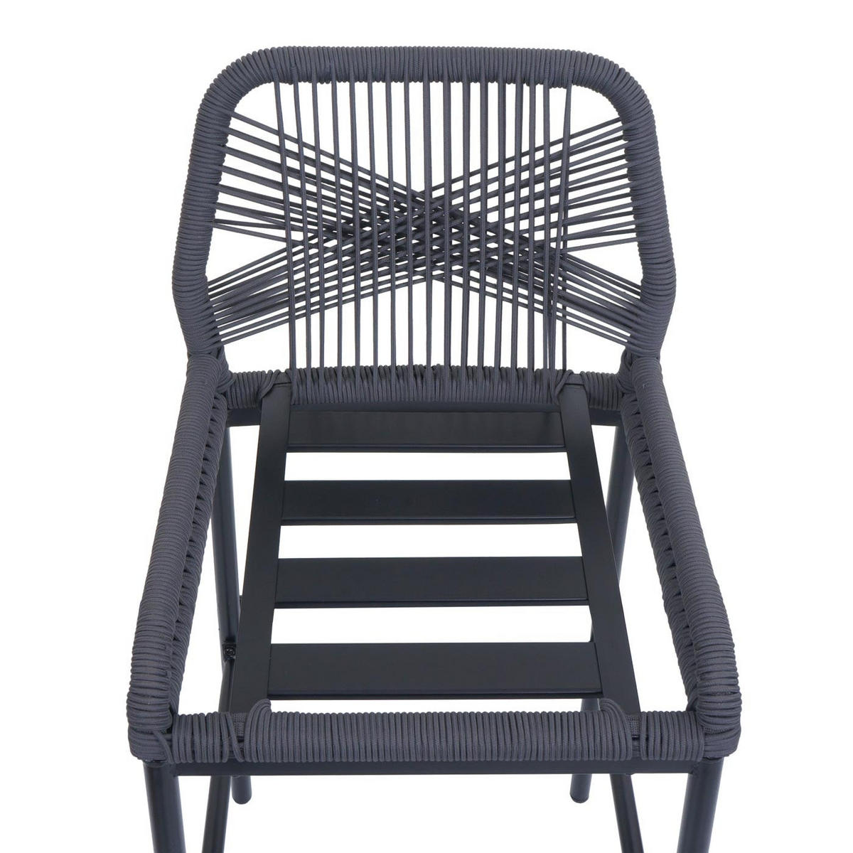 GARTENSTUHL 2er-Set HxBxT 101x45x52cm Sitzhöhe 76cm Anthrazit Kissen Taupe Seilgeflecht Metall - Anthrazit, Metall (45/101/52cm) - PROREGAL