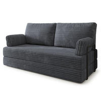 POHOVKA z pěny SILAR s kovovým rámem Manšestrová látka Grafitová - tmavě šedá/antracitová, textil (170/86/80cm) - MASSENO