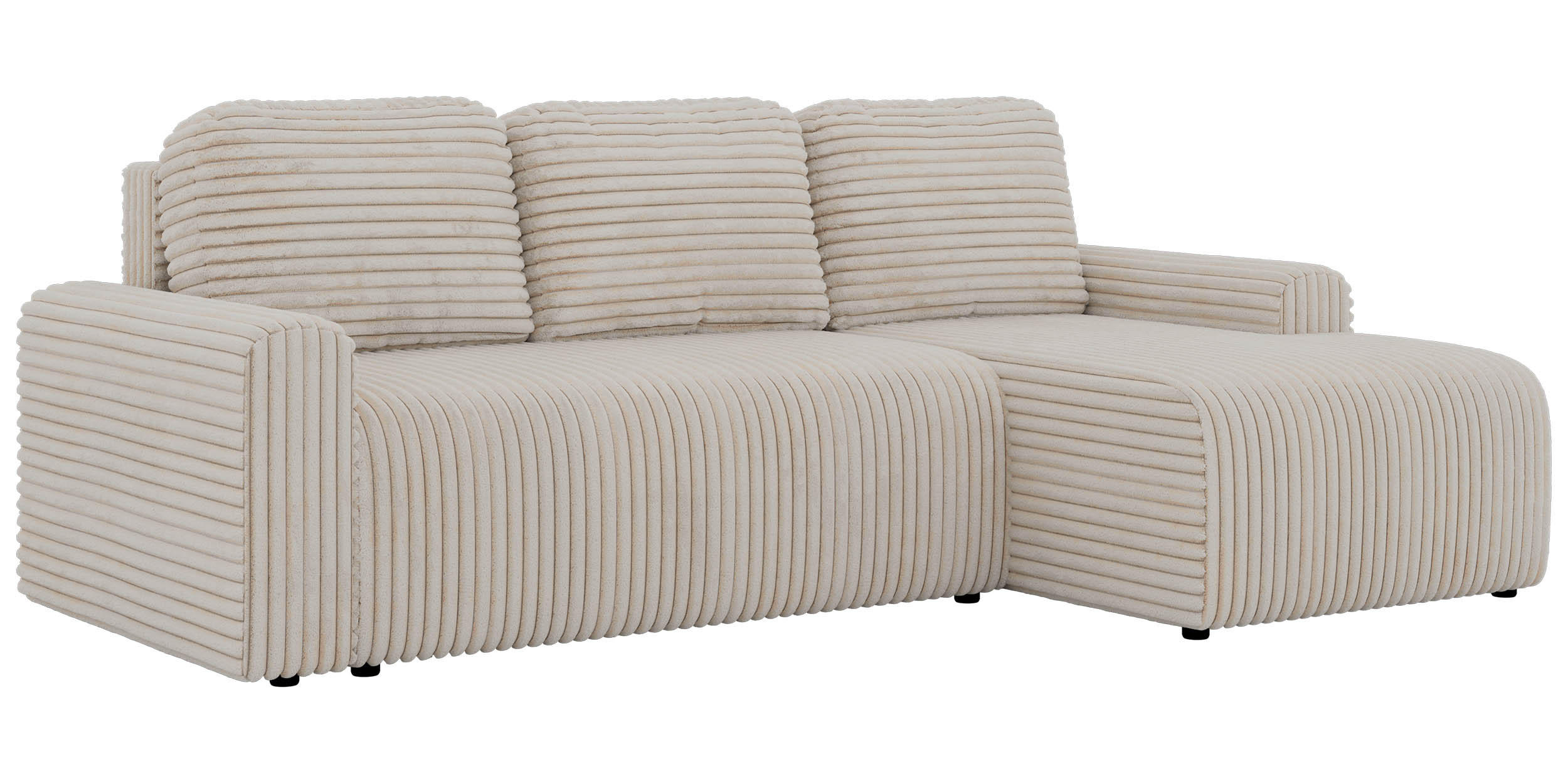 ECKSOFA NESSARO L Beige Cord - Rechts Seite - Beige/Schwarz, Kunststoff/Textil (151/244cm) - MKS